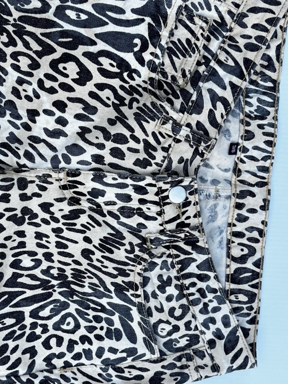 Womens Leopard Print Skinny Jeans Juniors 5/6 Low Rise Stretch Denim - Picture 7 of 10